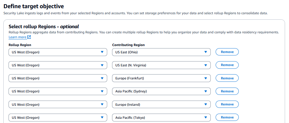 Figure 6: Select rollup Regions