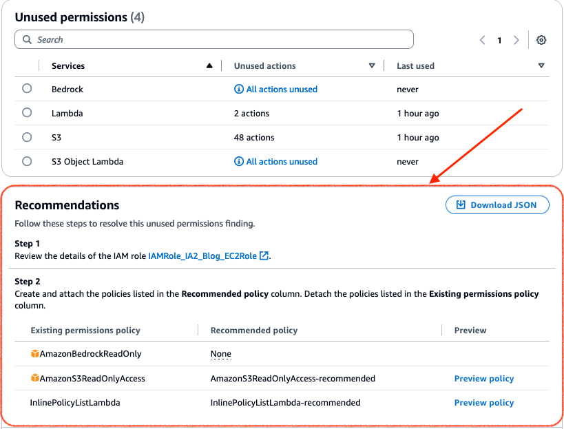 Figure 2: Recommendations section