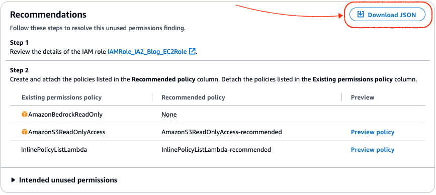 Figure 6: Download the recommended policies