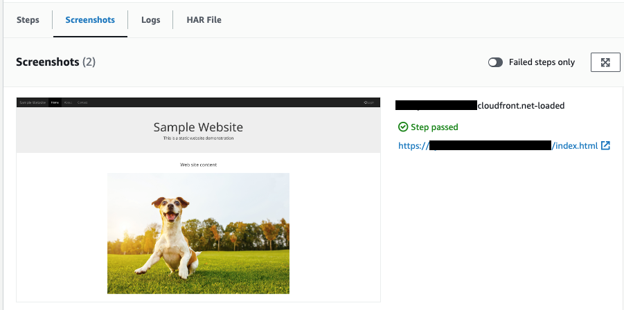 Figure 2: Image taken during a baseline canary run