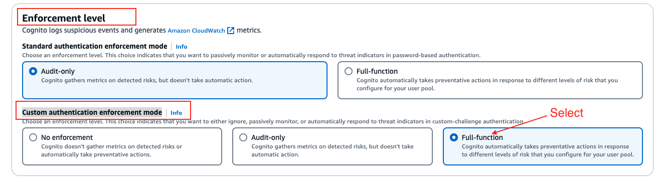 Figure 4: Configure enforcement level