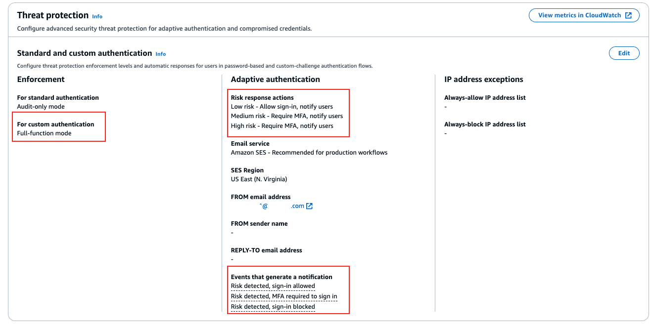 Figure 7: Custom auth flow threat protection configuration