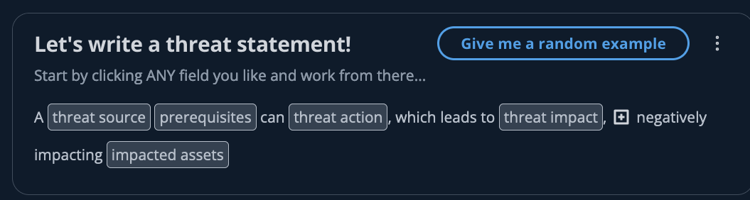 Figure 2: Threat composer threat statement builder