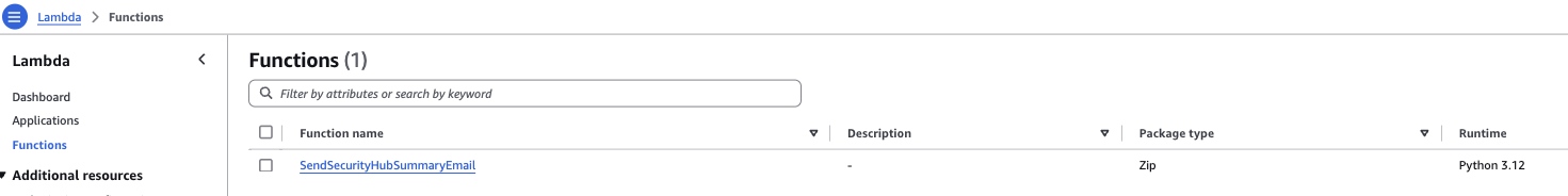 Figure 7: Example of the Lambda function created by the solution