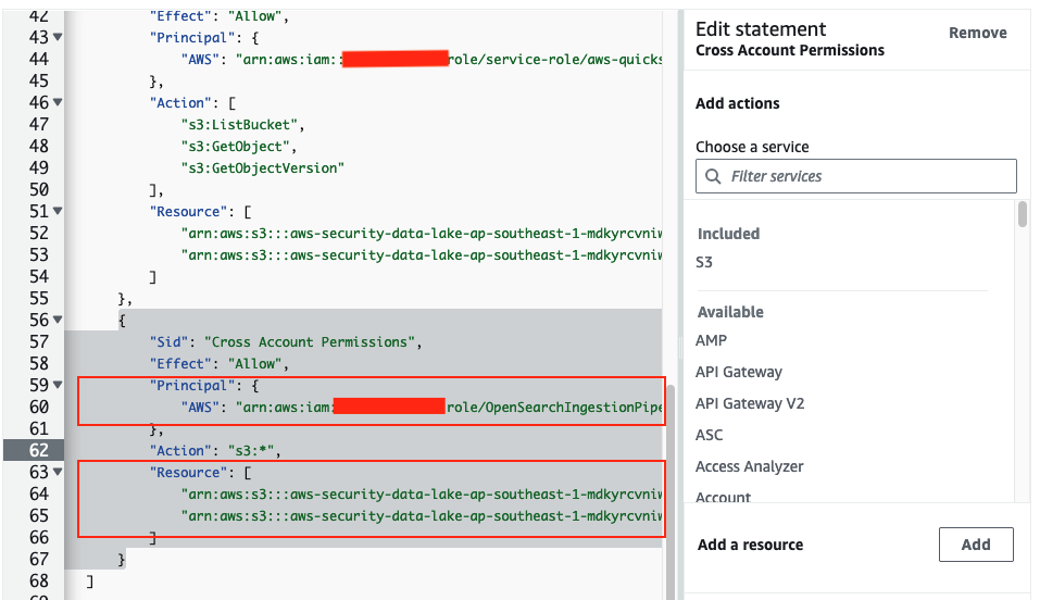 Figure 18: The modified S3 bucket access policy