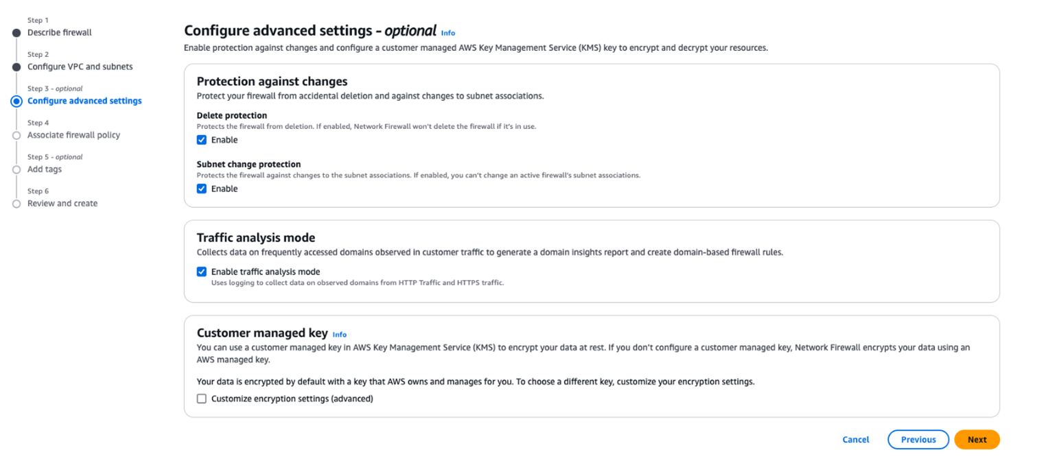 Figure 1: Enabling traffic analysis mode for a firewall