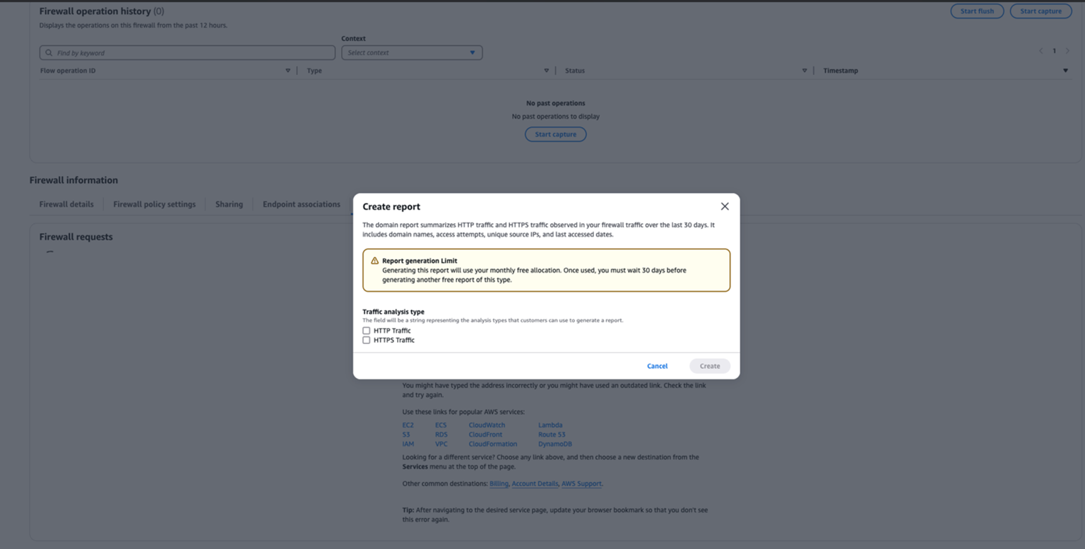 Figure 4: Create a domain report that includes traffic analysis types HTTP, HTTPS, or both
