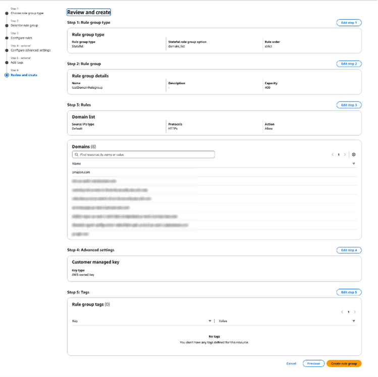 Figure 7: Option to copy over the observed domain lists and create a domain list rule group using the firewall policy wizard