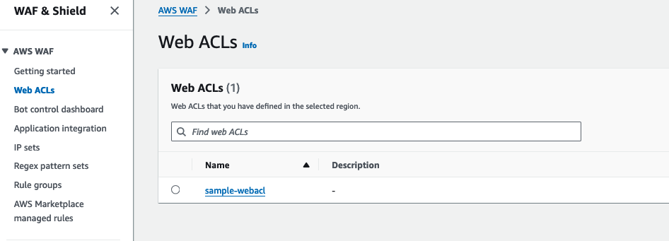Figure 11: Select a Web ACL to configure