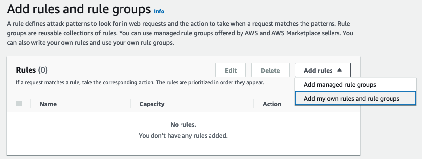 Figure 3: Add rules and rule groups