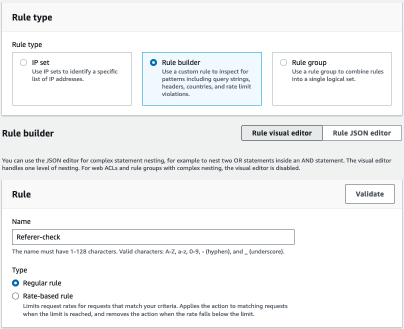 Figure 4: Rule type and Rule builder
