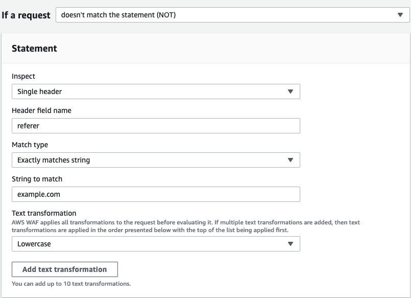 Figure 5: Rule name and statement