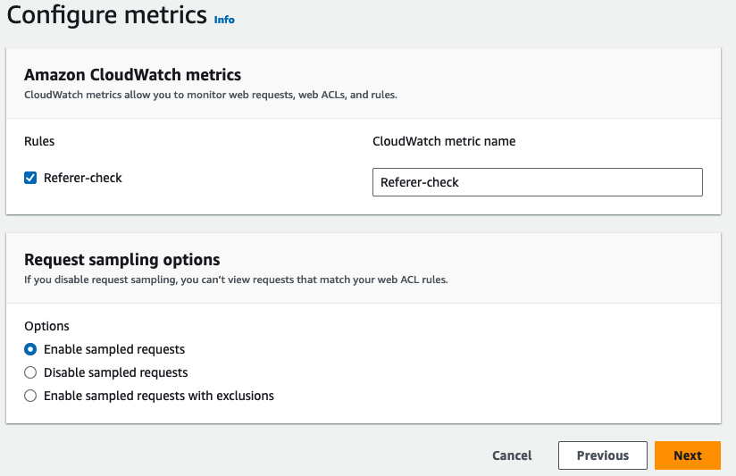 Figure 9: Configure metrics