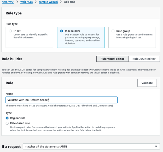 Figure 26: Set the rule type and matching