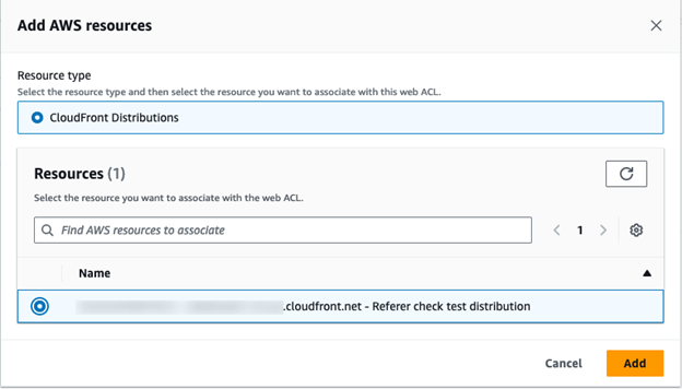 Figure 33: Select the CloudFront distribution