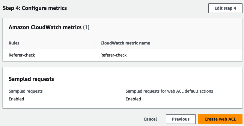 Figure 10: Review and create web ACL