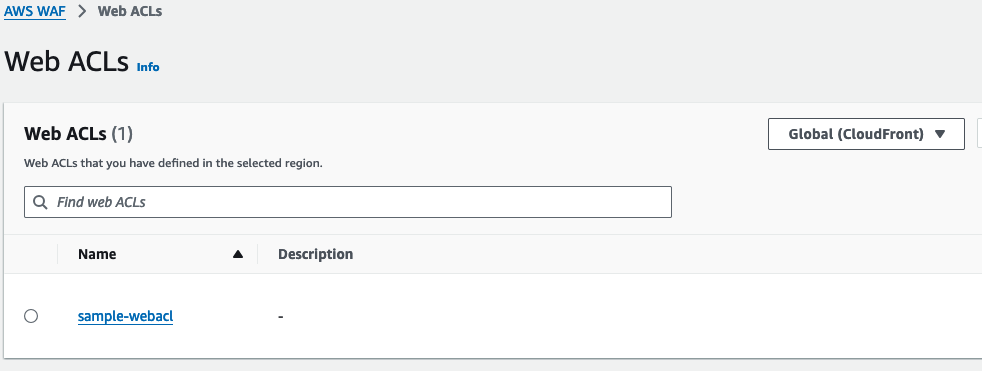 Figure 16: Web ACLs list