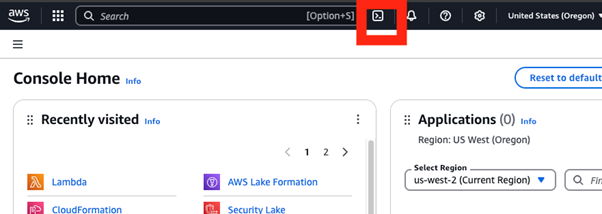 Figure 6: How to access the CloudShell terminal