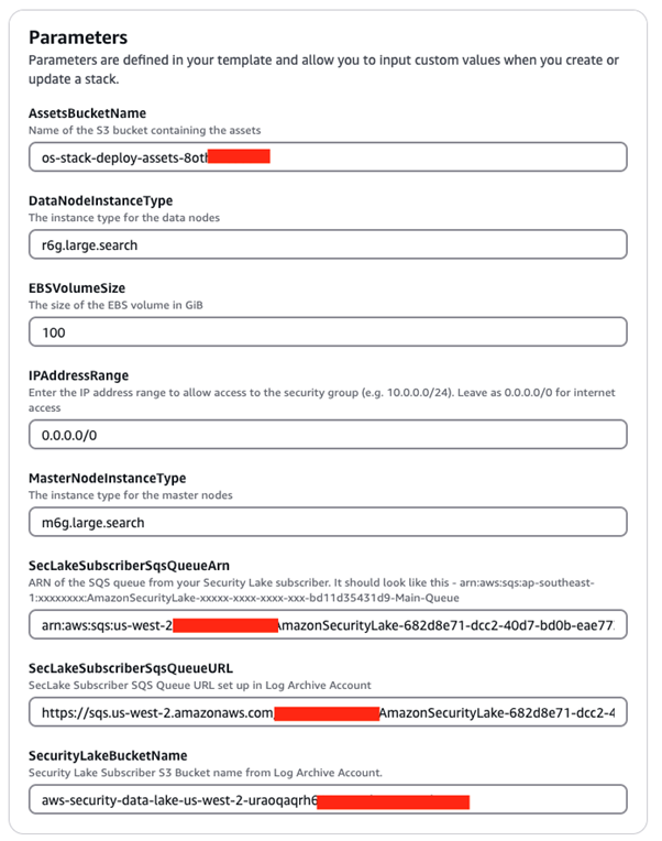 Figure 8: Add stack parameters