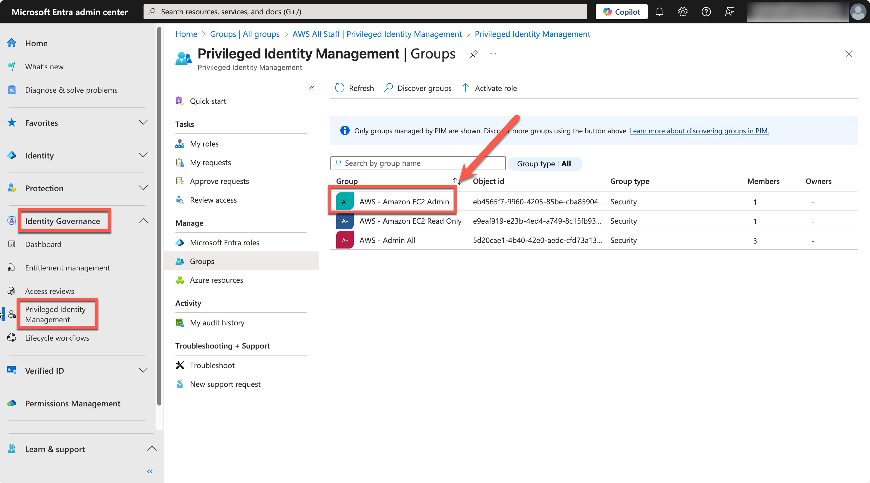 Figure 5 – Selecting groups for PIM configuration