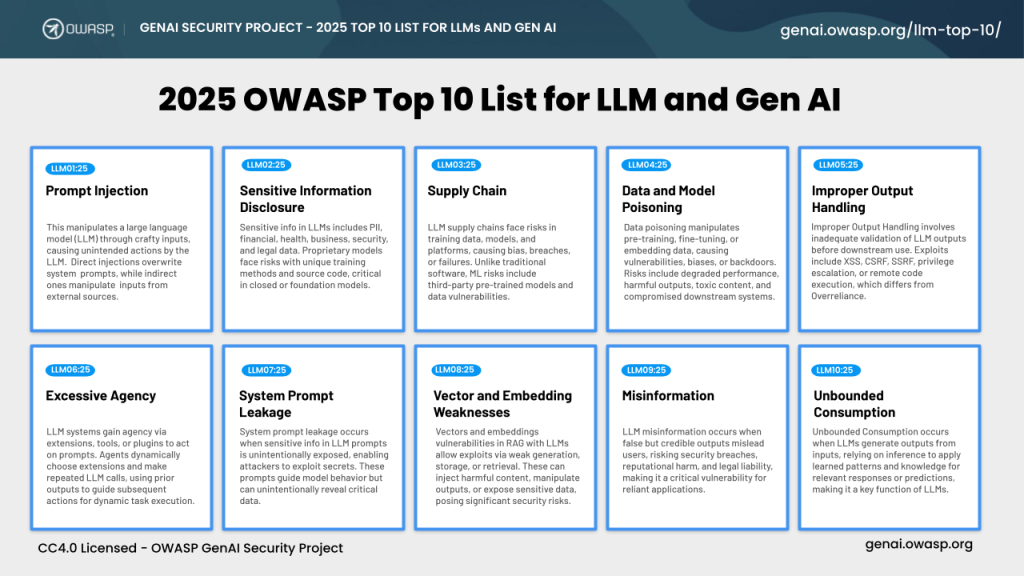 Figure 2: 2025 OWASP Top 10 for LLM Applications