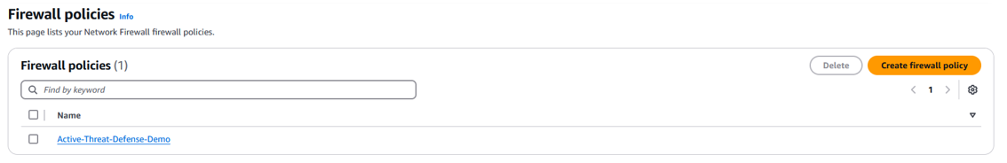 Figure 2: Select the Network Firewall policy