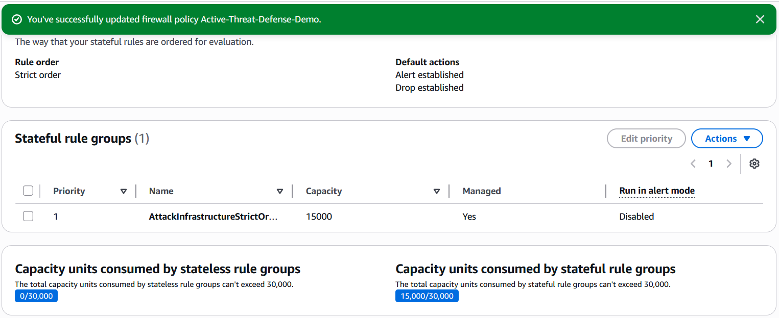 Figure 5: Verify that the managed rule group was added to the policy