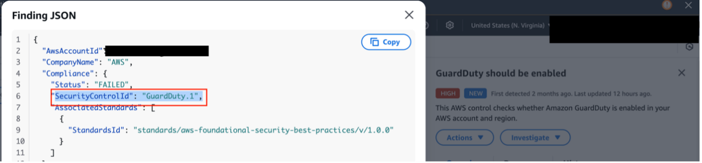 Figure 6: SecurityControlId from the GuardDuty finding