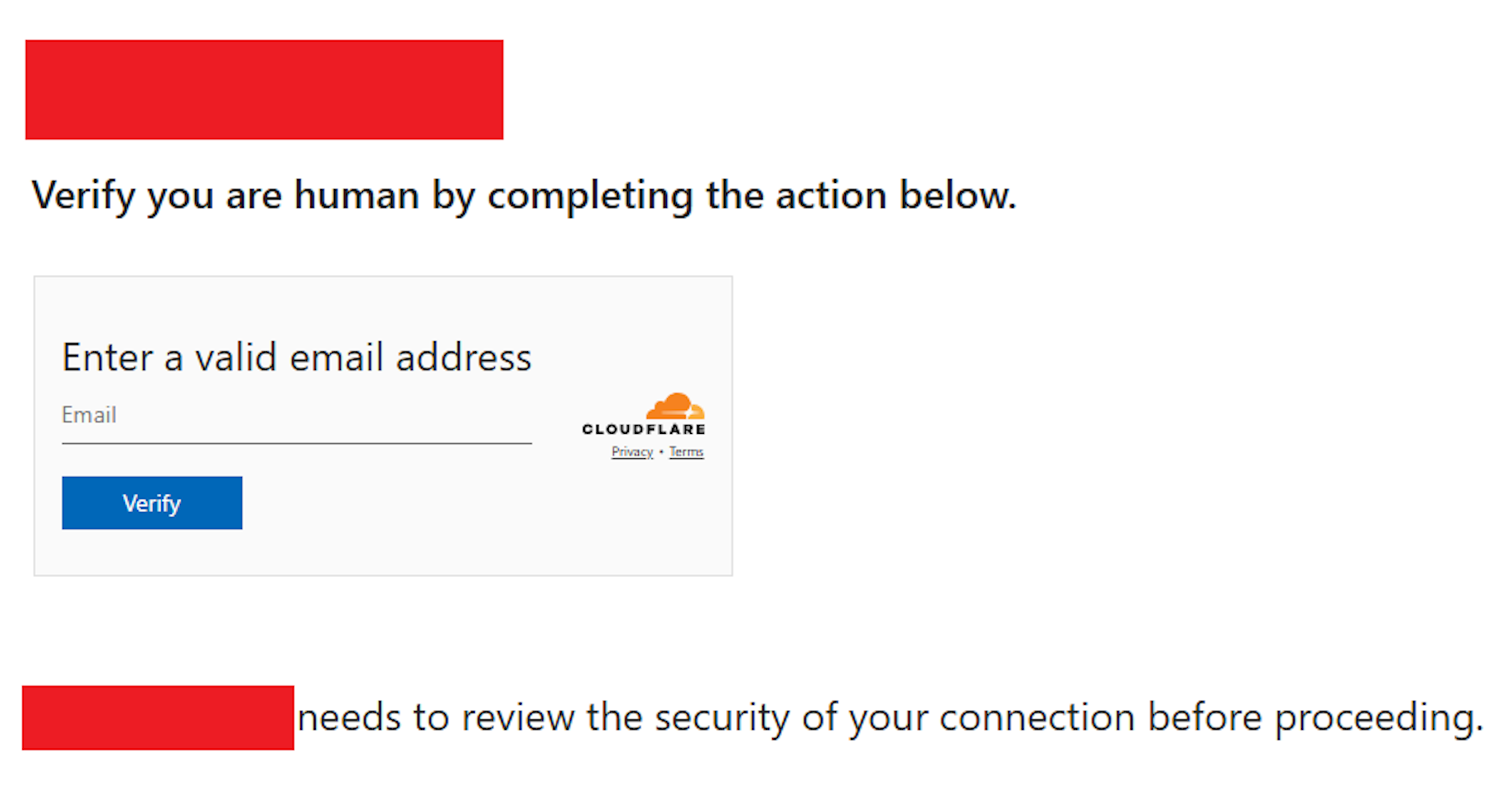 Image of compromised page, with domain name removed.