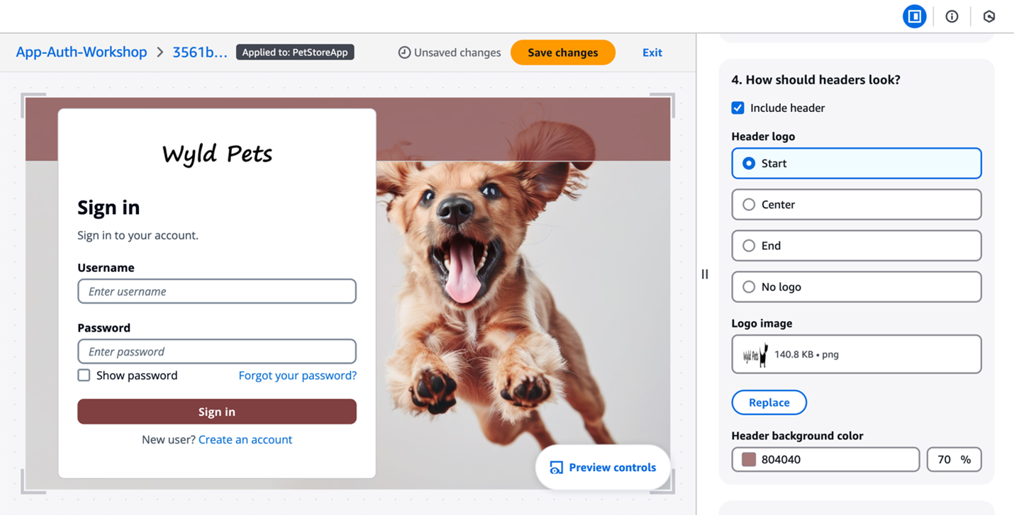 Figure 2: Customization in the Amazon Cognito branding editor (Image credits)