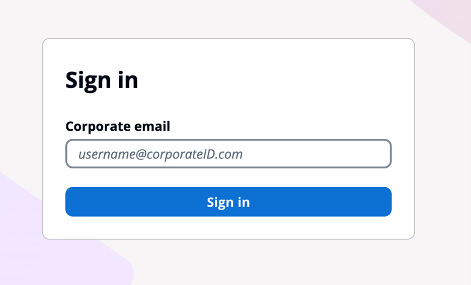 Figure 8: Managed login that links to corporate IdP through an email domain