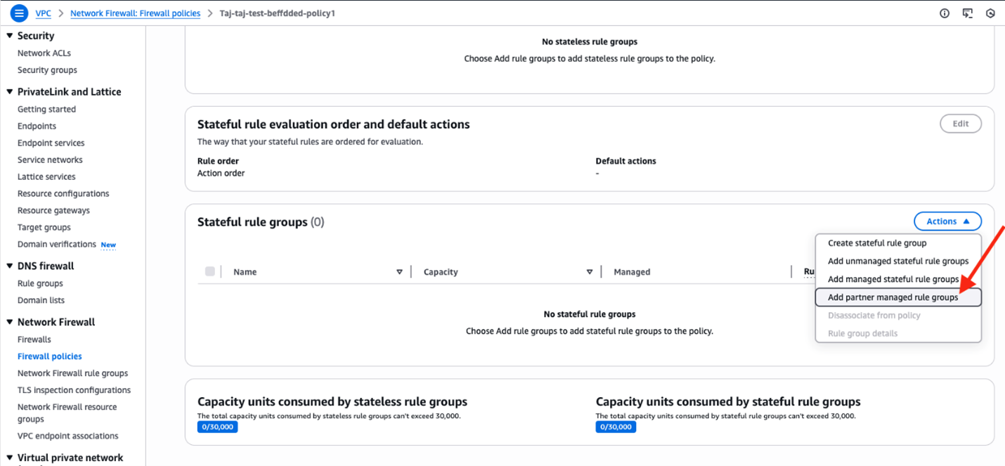 Figure 6: Add partner managed rule groups