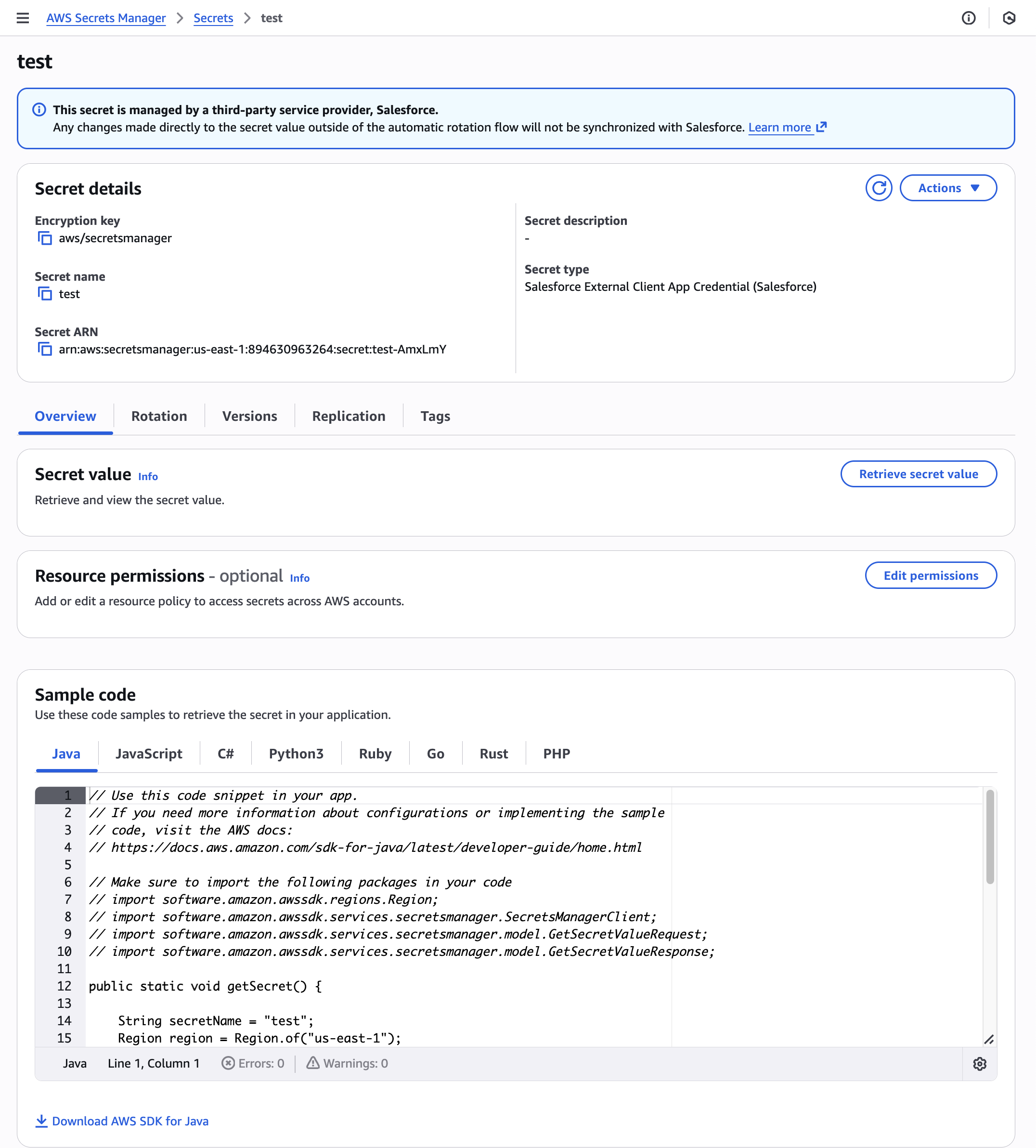 Figure 5: View secret details