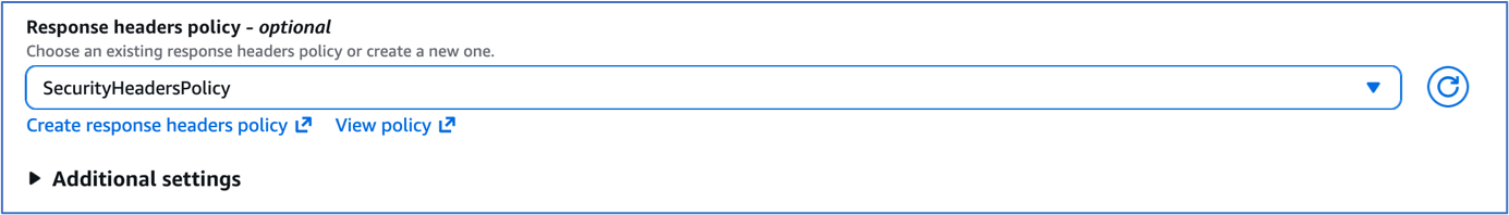 Figure 9: Selecting the response headers policy