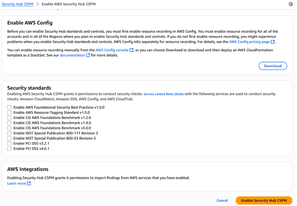 Figure 4: Enable Security Hub CSP