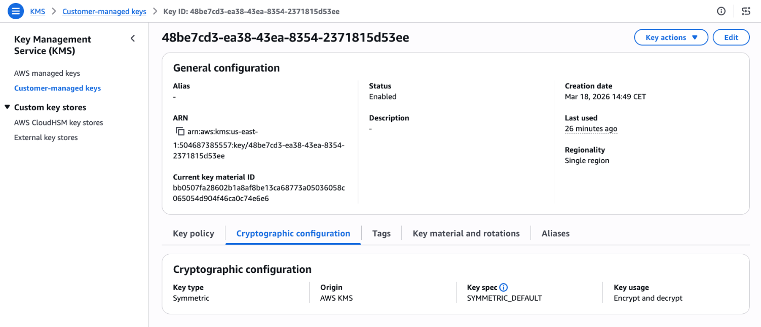 Figure 1: KMS key general configuration page