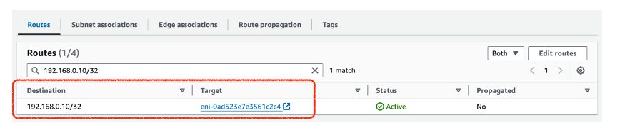 라우트 테이블 구성 예시