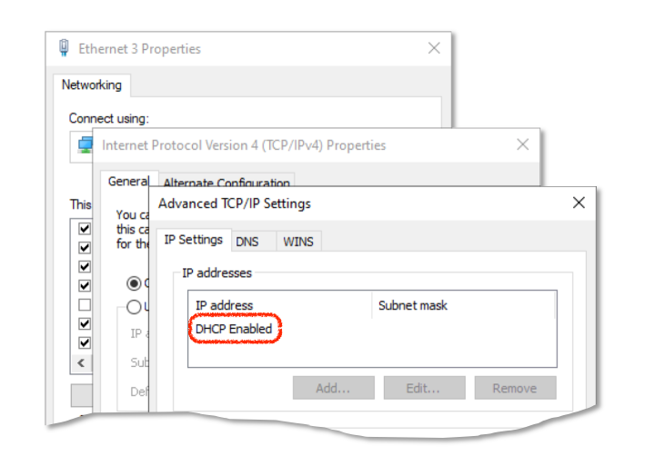 Windows 환경에서 IP주소 설정 예시