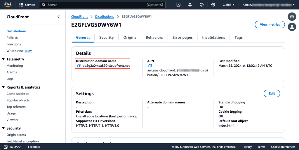 그림 3: AWS 네트워크 비용 계산기에 접근하기 위한 CloudFront URL
