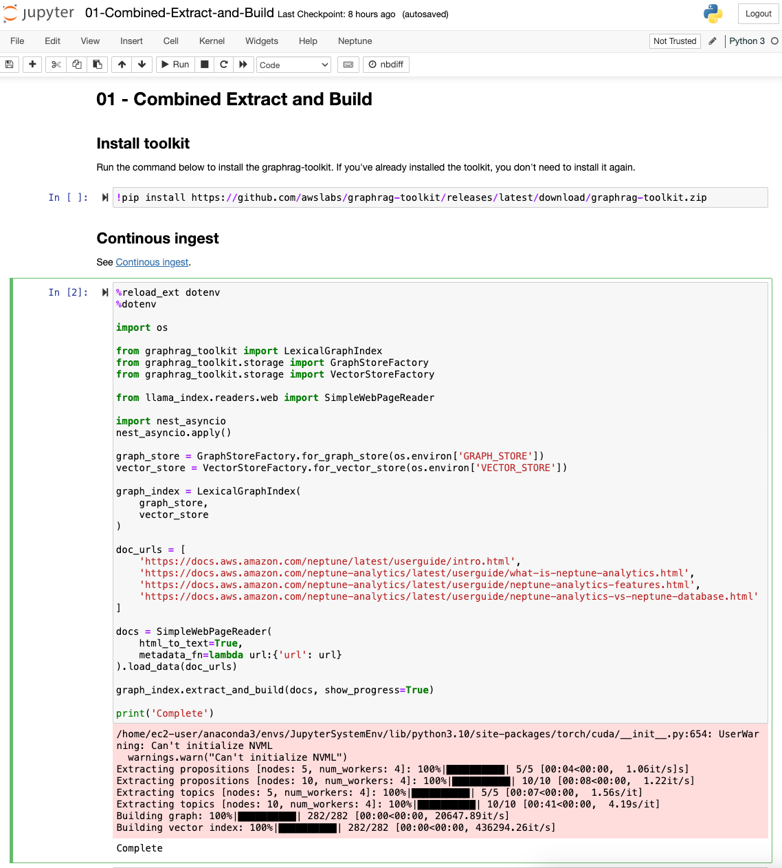인덱싱 노트북 실행 화면