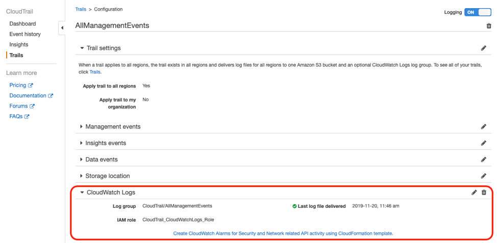 Validating your CloudTrail configuration