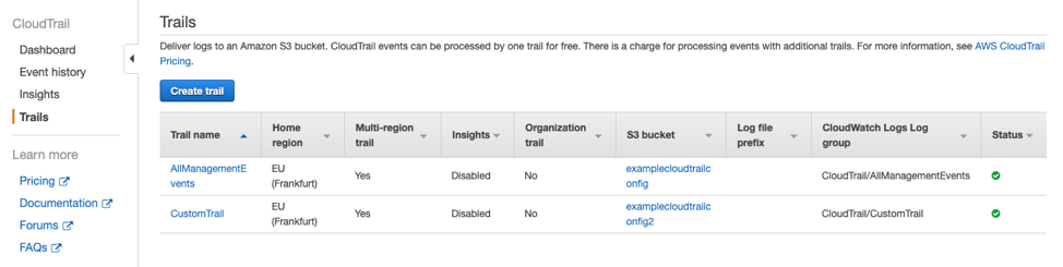 Viewing your Trail Configuration