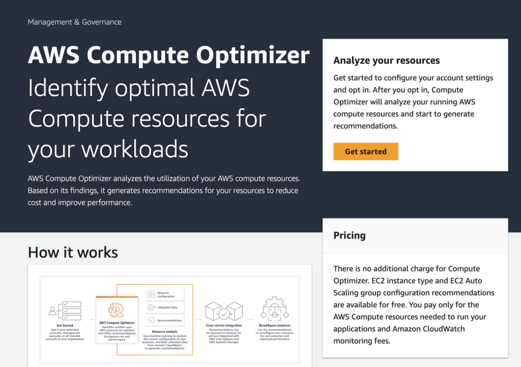 Figure 2. The image shows how to activate AWS Compute Optimizer