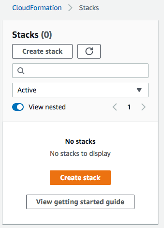 Figure 4. The image shows how to create a new AWS CloudFormation Stack