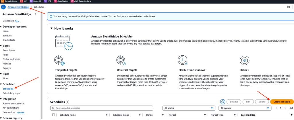 Create EventBridge Schedule