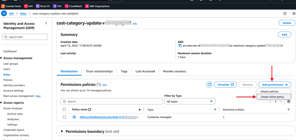 Lambda Inline Policy