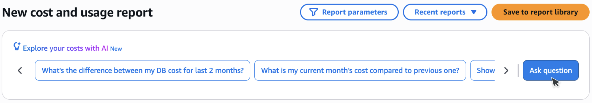 Figure 3: Sarah clicks the "Ask Question" button to investigate her EC2-instances costs further.