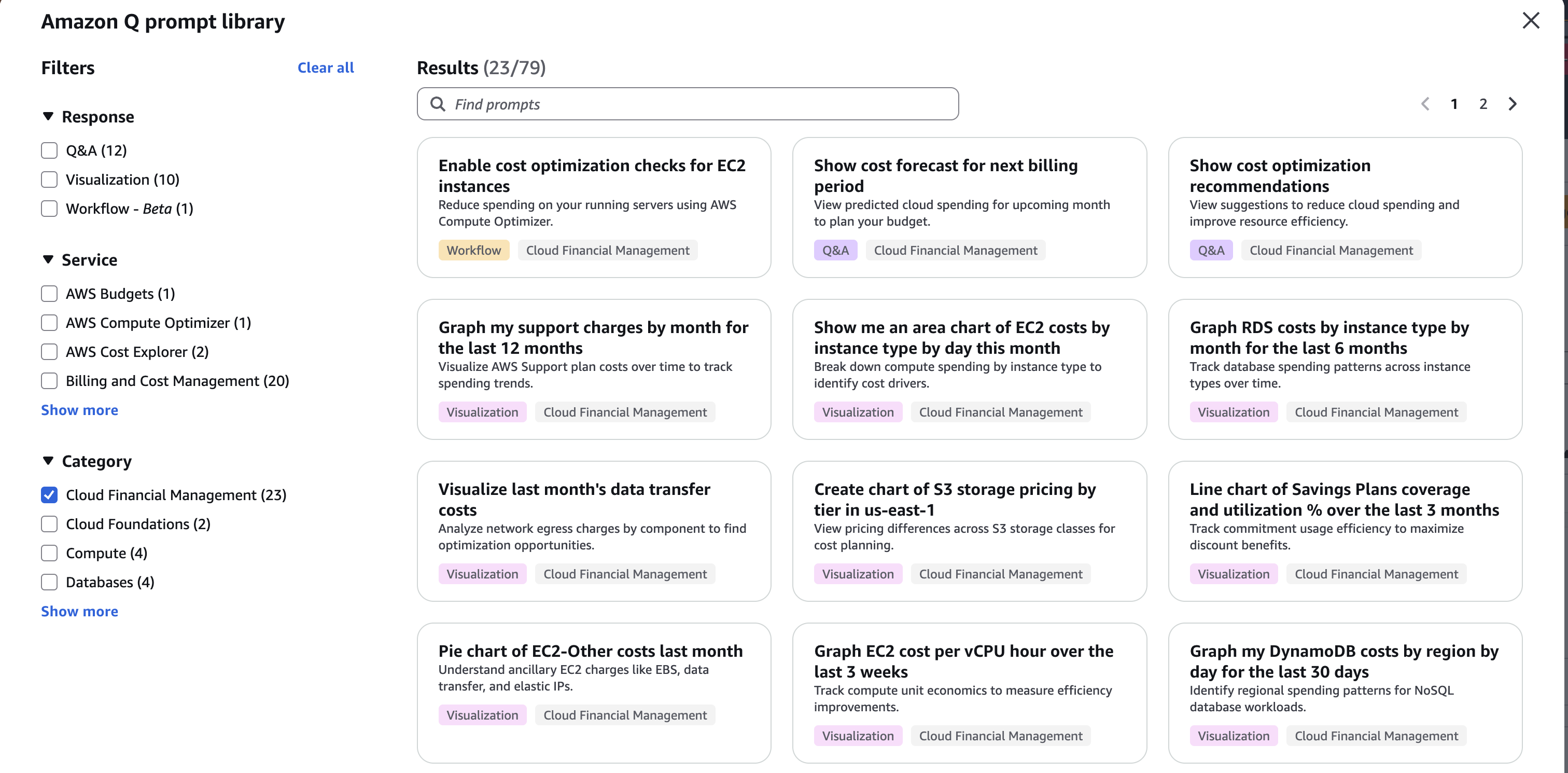 Figure 11 - Amazon Q prompt library