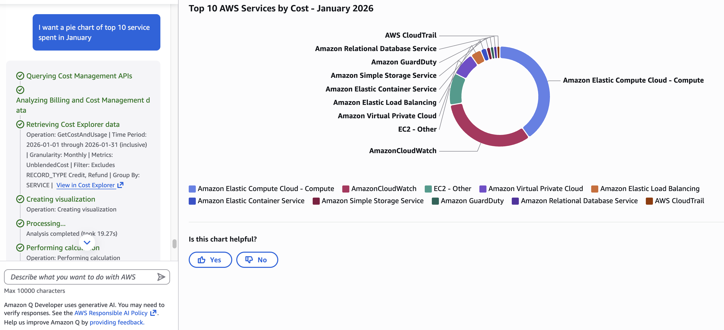 Figure 7 - Amazon Q chat with Artifact Panel